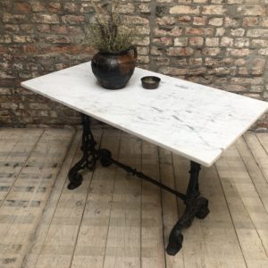 ancienne table bistrot marbre bklanc