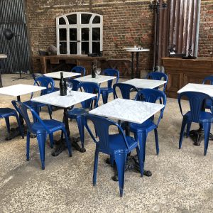 table bistrot terrasse marbre blanc