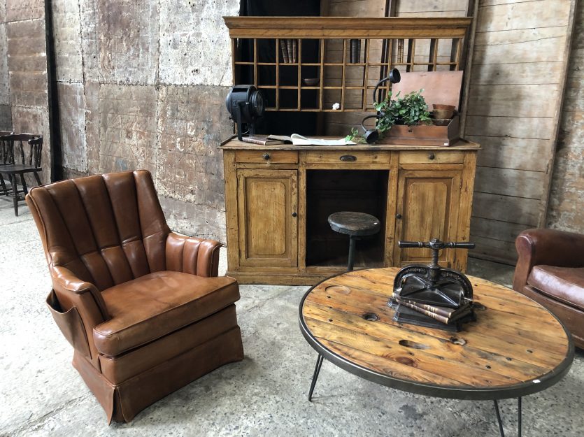 Antique leather club chair