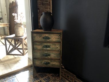 Small patinated cabinet  with drawers