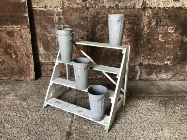 Wooden patinated stairway planter