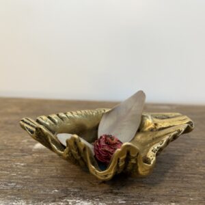 Cendrier vintage en laiton en forme de coquillage - Coupelle à bijou - vide poche