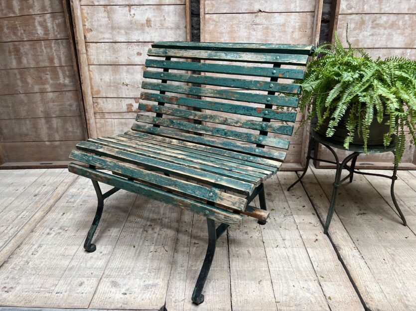 Banc de jardin patine verte