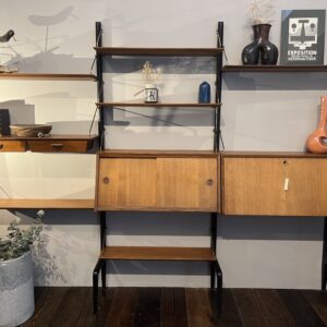 TEAK MID-CENTURY MODERN MODULAR WALL UNIT BY LOUIS VAN TEEFFELEN FOR WÉBÉ, 1950s