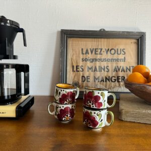 Tasses Boch La Louvière sèrie Paradiso rouge - tasses avec anse vintage