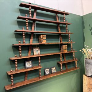 Ancien verrier de bistrot - étagère murale en bois tourné