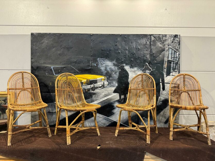 Ensemble de 4 chaises en rotin