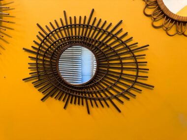 Miroir vintage en rotin ORTF