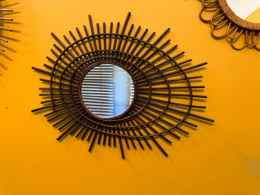 Miroir vintage en rotin ORTF