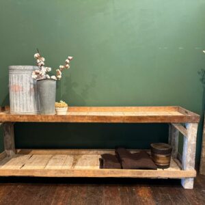 Table de métier à 2 niveaux en bois avec jolie patine