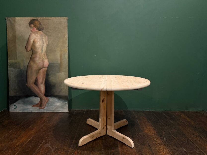 Table ronde à rallonge en sapin